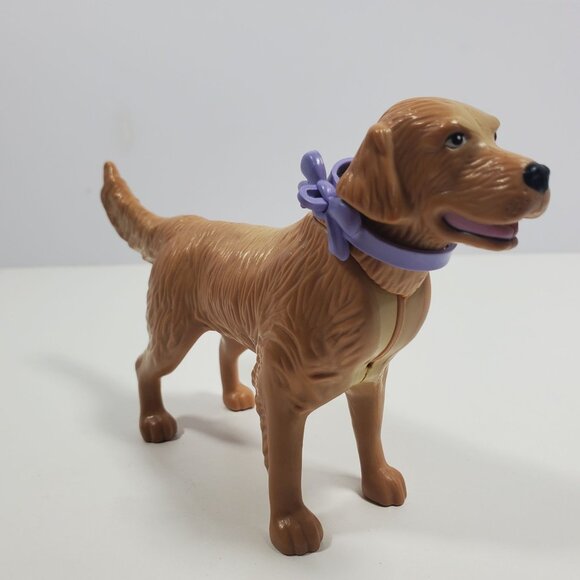 Barbie Golden Retriever Dog 7" With Purple Bow Yellow Brown - Picture 16 of 16